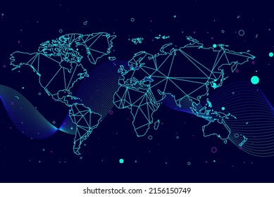 World Map Abstract Background Connecting Line Stock Vector (Royalty ...