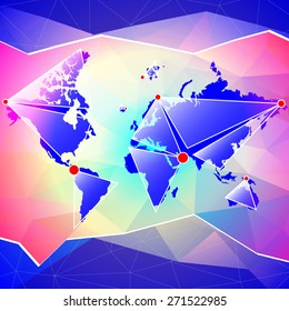 World map, abstract background, vector illustration