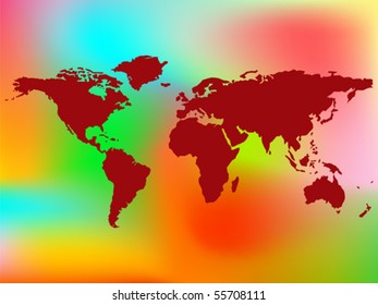 world map and abstract background, vector art illustration