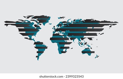 World map abstract, continents, North and South America, Europe and Asia, Africa and Australia. Vector silhouette, flat illustration pattern