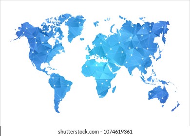 World Map - Abstract geometric rumpled triangular low poly style gradient graphic on white background , line dots polygonal design for your . Vector illustration eps 10