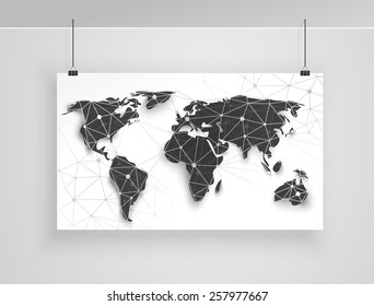 World map abstract geometric shapes, polygonal graphic. Vector illustration