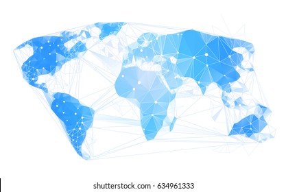 World Map Abstract Geometrical Polygonal Earth Flat Vector Illustration