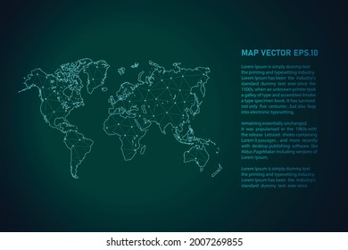 world map. Abstract mash line and point scales on dark background . 3D mesh polygonal network line, design sphere, dot and structure. Vector illustration eps 10.