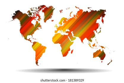  World map with Abstract  straight lines background.Vector file.