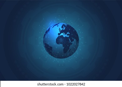 World Map abstract technology. Polygonal Space Background with Connecting Dots and Lines. Global Business Concept. Technological Connectivity. Exploration of Global Link. Real World Connection.