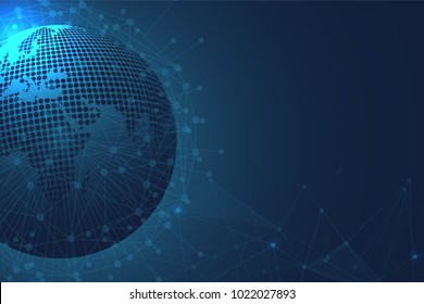 World Map abstract technology. Polygonal Space Background with Connecting Dots and Lines. Global Business Concept. Technological Connectivity. Exploration of Global Link. Real World Connection.