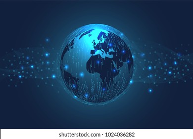 World Map abstract technology. Polygonal Space Background with Connecting Dots and Lines. Global Business Concept. Technological Connectivity. Exploration of Global Link. Real World Connection.