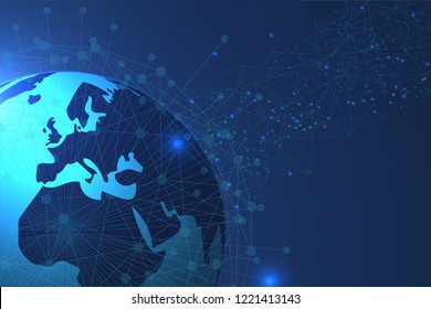 World Map abstract technology. Polygonal Space Background with Connecting Dots and Lines. Global Business Concept. Technological Connectivity. Exploration of Global Link. Real World Connection.