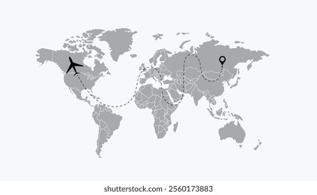 world map, World map of airline airplane flight path travel plans. Tourism and travel.2