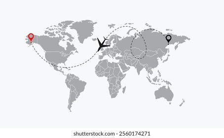 world map, World map of airline airplane flight path travel plans. Tourism and travel.5