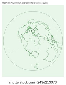 World Map. Airy minimum-error azimuthal projection. Outline style. High Detail World map for infographics, education, reports, presentations. Vector illustration.