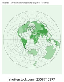 World Map. Airy minimum-error azimuthal projection. Countries style. High Detail World map for infographics, education, reports, presentations. Vector illustration.