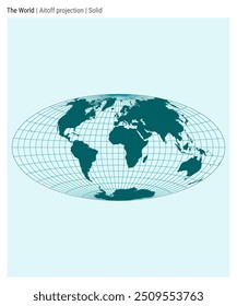 World Map. Aitoff projection. Solid style. High Detail World map for infographics, education, reports, presentations. Vector illustration.