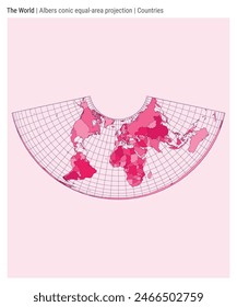 World Map. Albers conic equal-area projection. Countries style. High Detail World map for infographics, education, reports, presentations. Vector illustration.