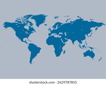 World map with all 5 continents
