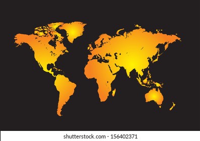 World map with all countries, and set of earth globes, detailed vector