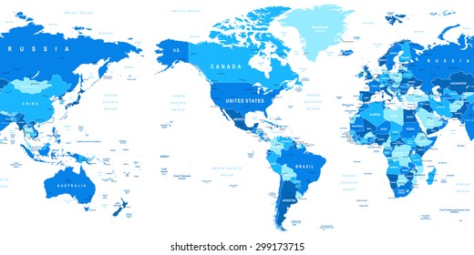 World Map - America in center