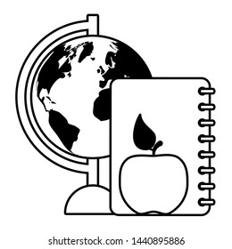 world map apple book back to school vector illustration