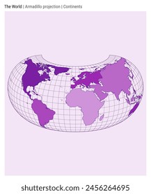 World Map. Armadillo projection. Continents style. High Detail World map for infographics, education, reports, presentations. Vector illustration.