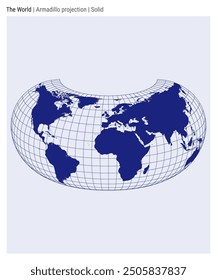 World Map. Armadillo projection. Solid style. High Detail World map for infographics, education, reports, presentations. Vector illustration.