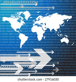 World map with arrows, vector illustration
