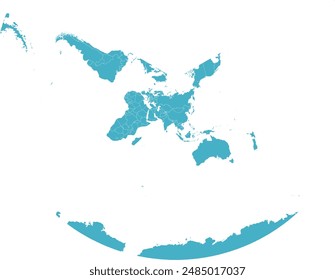 World map in Asia North Lambert Conformal Conic Projection