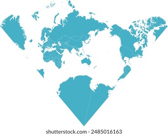 World map in Asia South Lambert Conformal Conic Projection