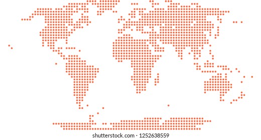 World map atlas background in flat dotted style in circular shapes. Quick and easy recolorable shape. Vector illustration a graphic element