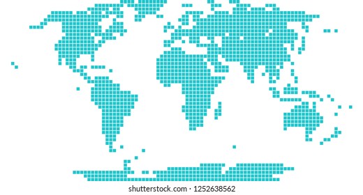 World map atlas background in flat dot style in square shapes. Quick and easy recolorable shape. Vector illustration a graphic element