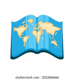 World Map In Atlas Book Icon Isolated