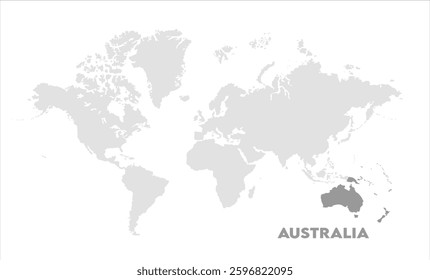 World map with Australia focus-14, Map of Australia, highlighted on the world map, Australia on the world map, Satellite view, Australia location on the globe.