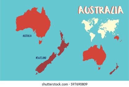 World Map Australia  highly detailed vector illustration