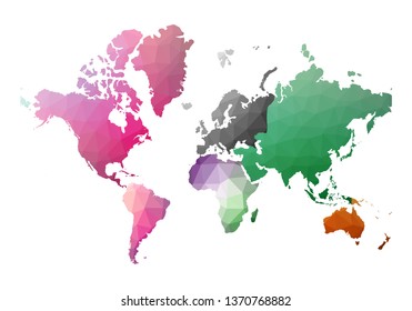 World Map. authentic low poly style. Vector illustration.