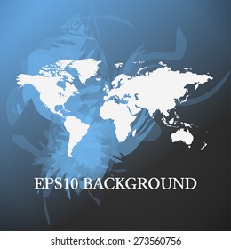 World Map background with blue and pink paint splashes