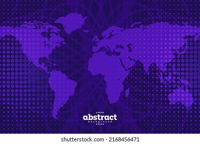 world map background with contrast curve line with particle dots in violet can be use for comunication advertisement artificial intelligent theme background product package design vector eps.