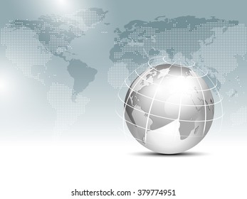 World map background with globe - global finance business template