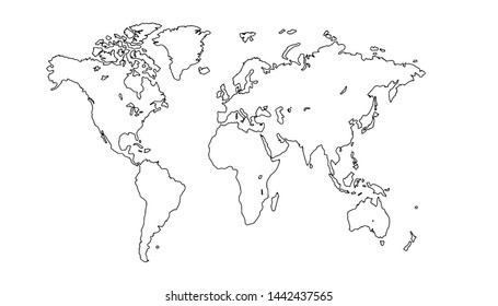 World map background. Grunge illustration of white silhouettes world map. blank vector world map.