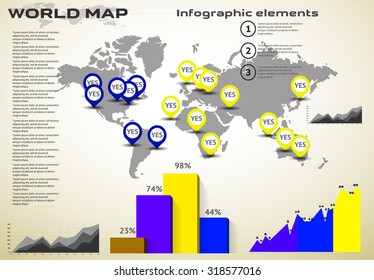 World map background. Modern elements of info graphics. World Map stock vector template