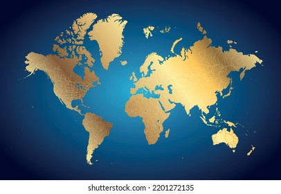 Fondo del Mapa Mundial en Azul y Oro de la Marina 