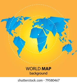 World map background in origami style