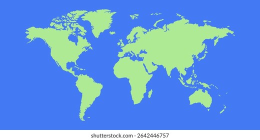 World map background perfect for travel, education, or business themes. Great for presentations, blogs, and global concepts. Ideal for your next creative project. Ocean blue and green.