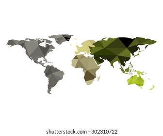 World map background in polygonal design style vector background