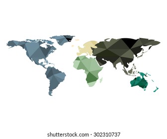 World map background in polygonal design style vector background 
