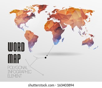 World Map Background In Polygonal Style. Vector Background