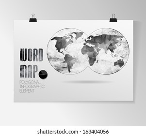World map background in polygonal style. Vector background