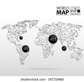 World Map Background In Polygonal Style. Modern Elements Of Info Graphics. World Map
