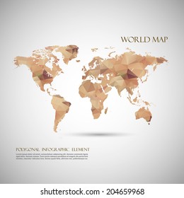 World map background in polygonal style. Vector background