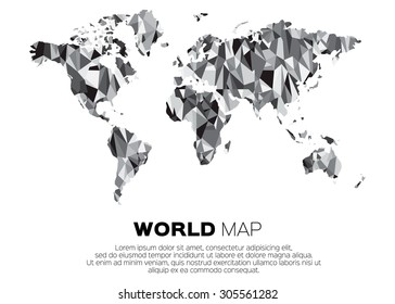World map background in polygonal style. Abstract origami color map design.