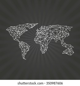 World map background in polygonal style. Modern elements